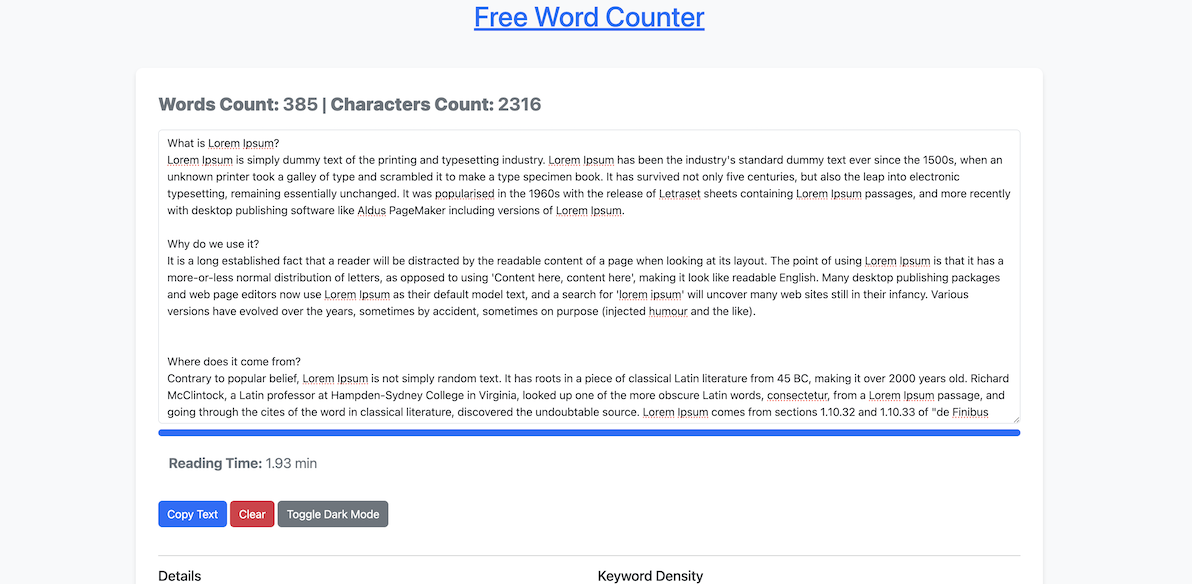 word counter home page